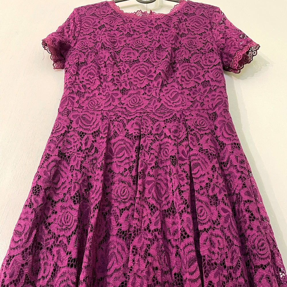 plum formal lace dress